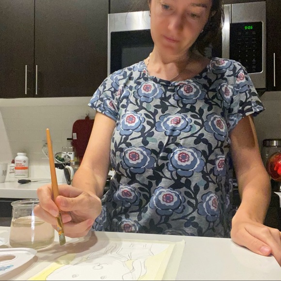 Hipster Dog Jacket ORIGINAL Watercolor Painting - Picture 4 of 13